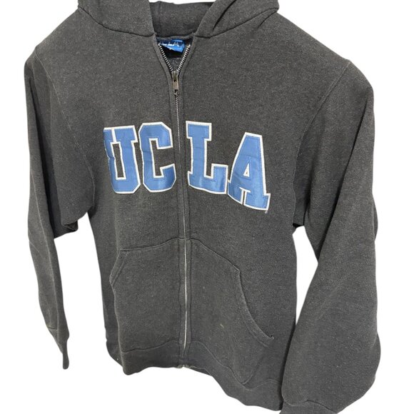 UCLA Bruins Full Zip Fleece Hooded Sweatshirt Size Small Gray Embroidered - Picture 2 of 6